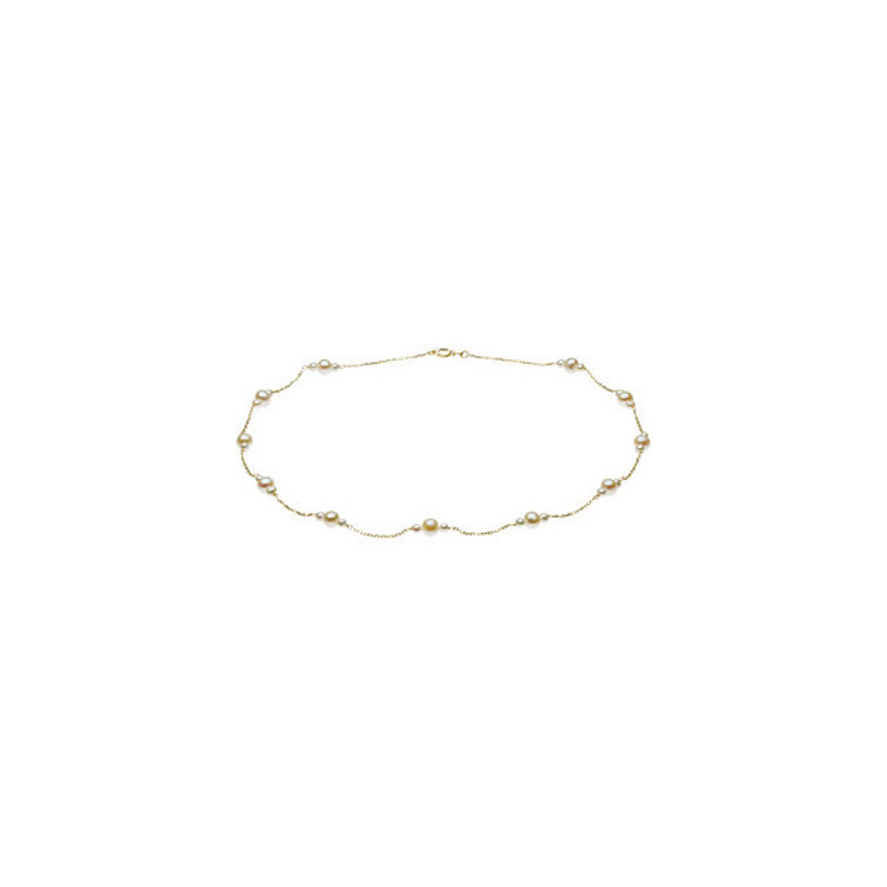 Beautiful style is found in this 14Kt yellow gold polished bracelet featuring white freshwater cultured pearls. The weight of the gold is 0.75 grams.