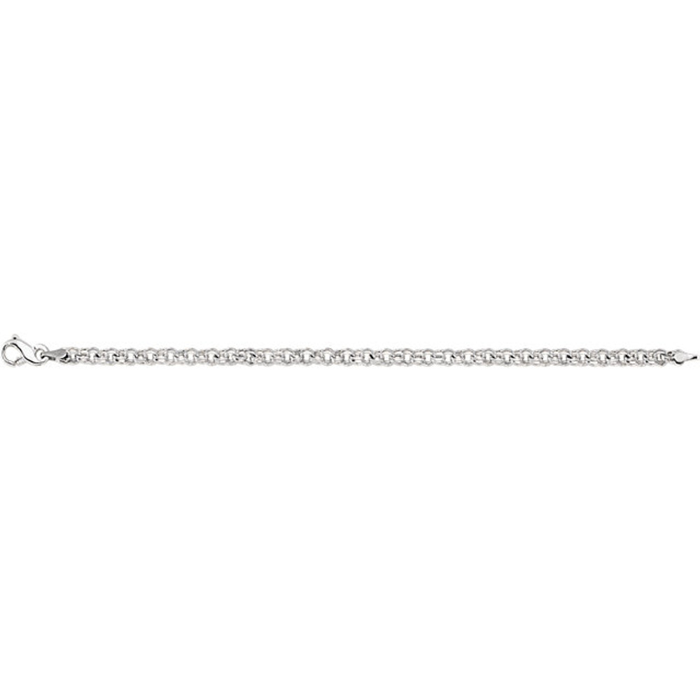 Solid Charm 7" Bracelet In 14K White Gold measures 4.5mm in width and has a bright polish to shine.