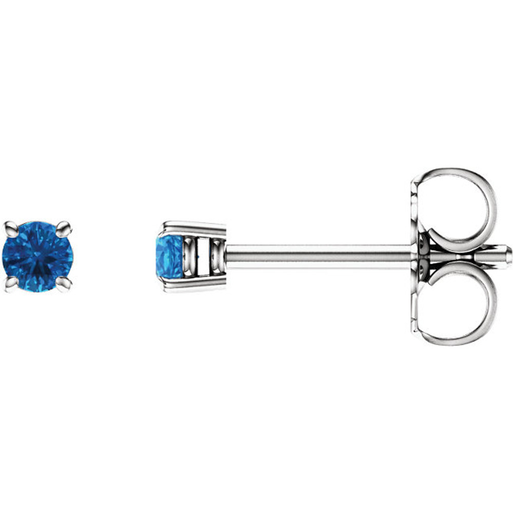 Delightfully colorful, these hand-selected gemstone earrings feature vibrant blue topaz gemstones complemented by 14k white gold four-prong settings. 
