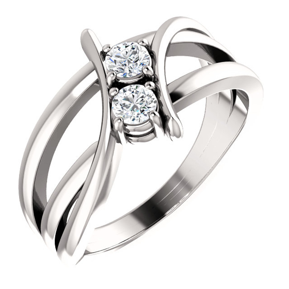 Made in white gold, this exquisite design features two diamonds, representing both your friendship and loving commitment.