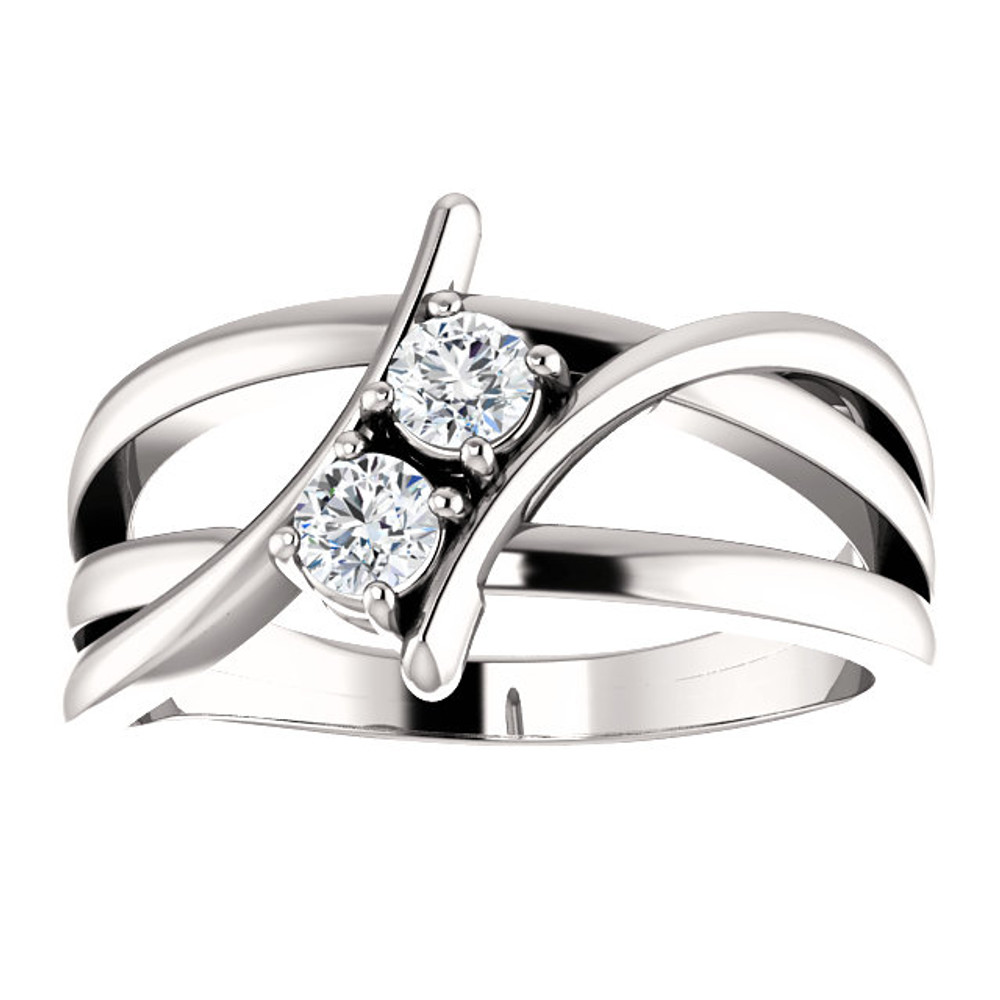 Made in white gold, this exquisite design features two diamonds, representing both your friendship and loving commitment.