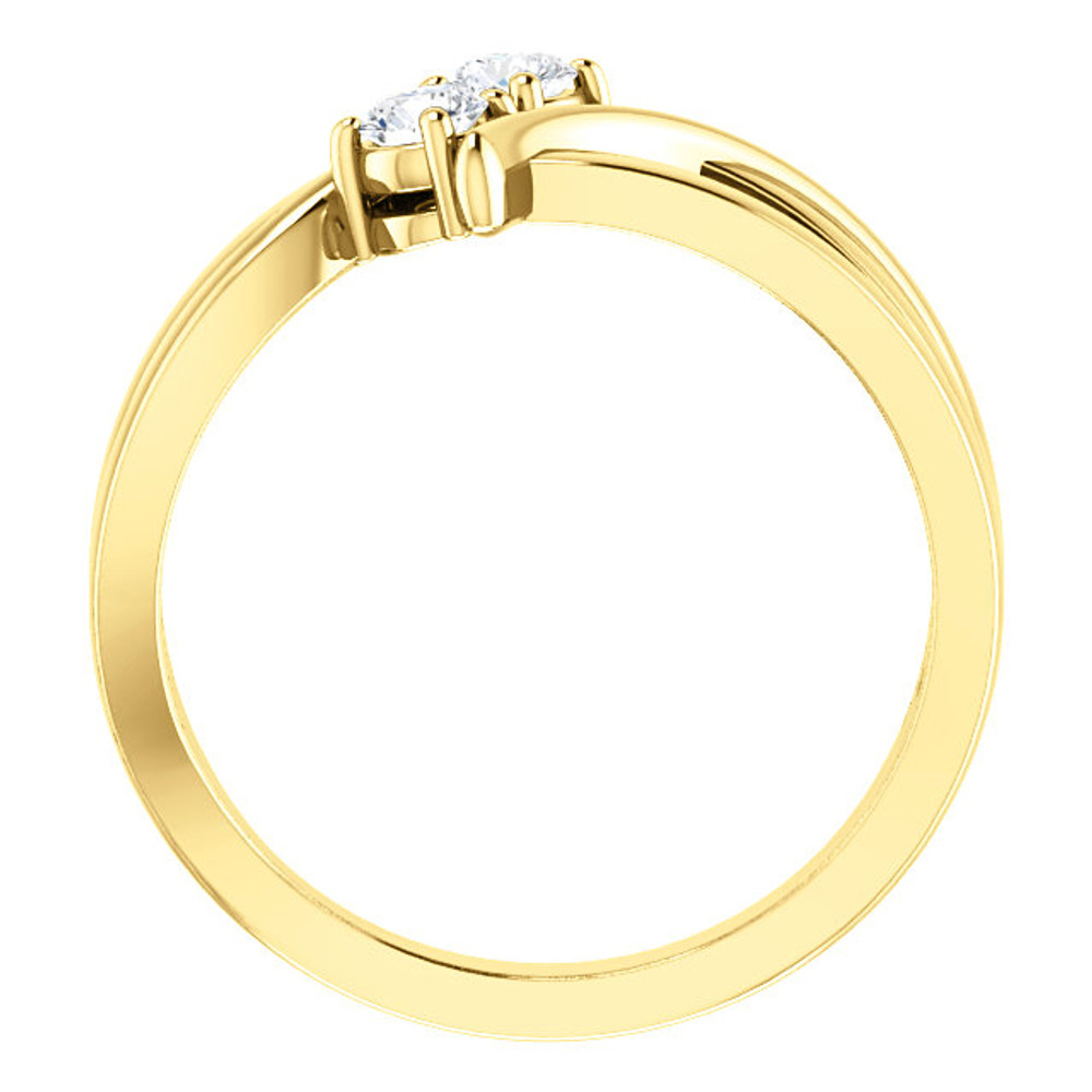 Made in yellow gold, this exquisite design features two diamonds, representing both your friendship and loving commitment.