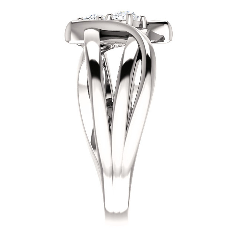 Made in platinum , this exquisite design features two diamonds, representing both your friendship and loving commitment.