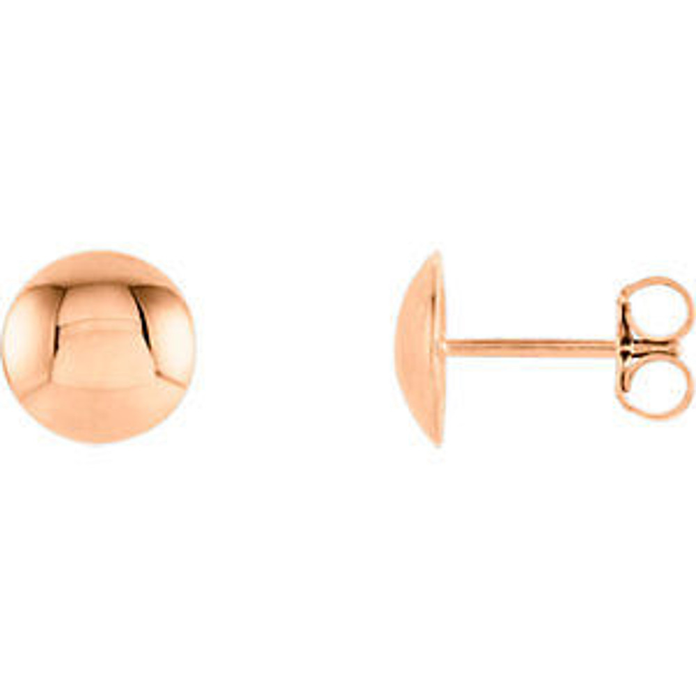 Convex Circle Earrings In 14K Rose Gold and has a bright polished to shine. Perfect for everday wear.