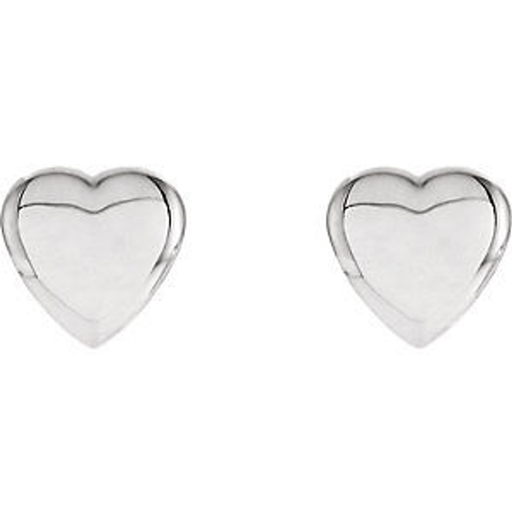 This is a beautiful new pair of 14 karat white gold heart stud earrings. They are a great gift for yourself or a loved one and make the perfect addition to any jewelry collection.