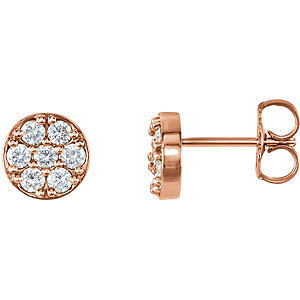 Superb style is found in these 14k rose gold cluster earrings accented with the brilliance of round full cut white diamonds.