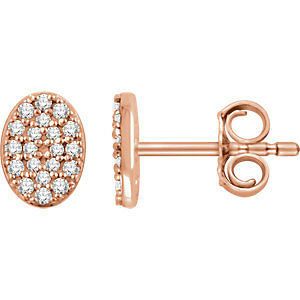 Superb style is found in these 14k rose gold oval cluster earrings accented with the brilliance of round full cut white diamonds.