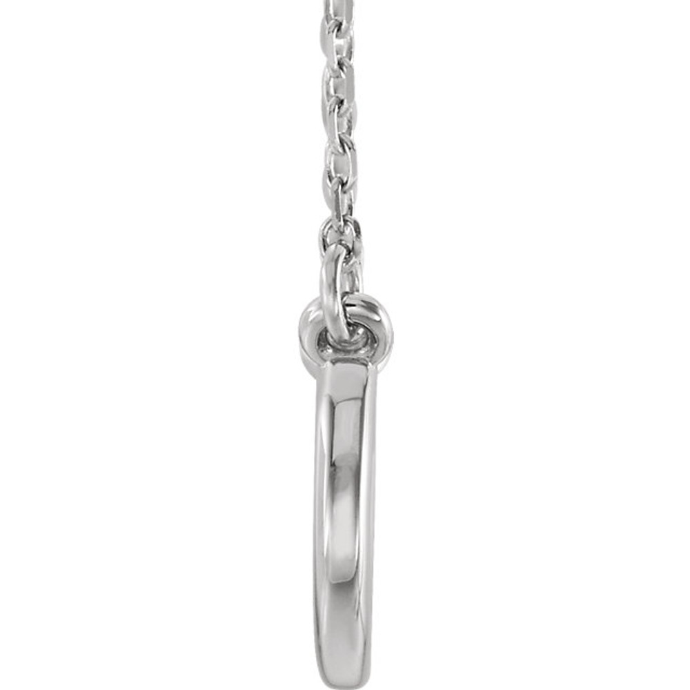 Stunning design is found in this Platinum geometric pendant hanging from a Platinum 18" inch cable chain. Total weight of the gold is 2.22 grams.