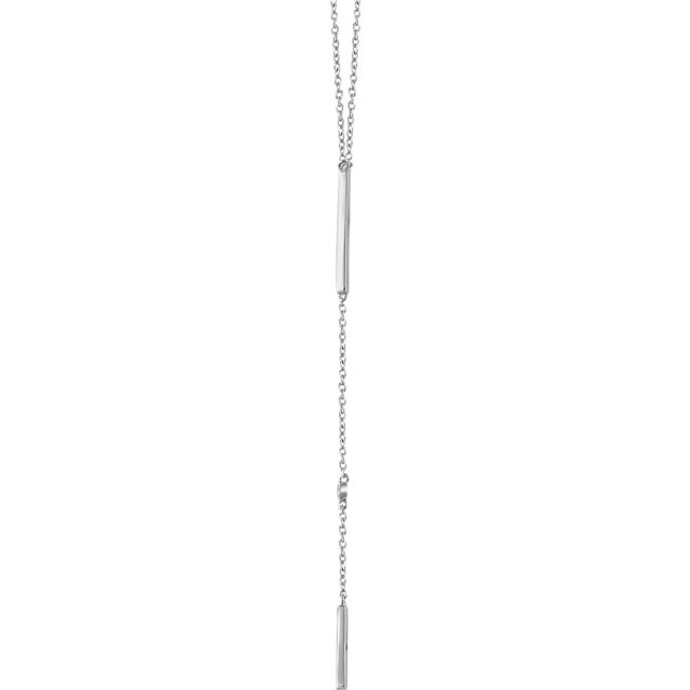 This alluring diamond bar "Y" necklace is striking. Set in 14kt white gold with 2 shimmery diamonds weighing .06 ct tw, it is a perfect necklace for the perfect black dress. Don this knockout and all eyes will be on you.