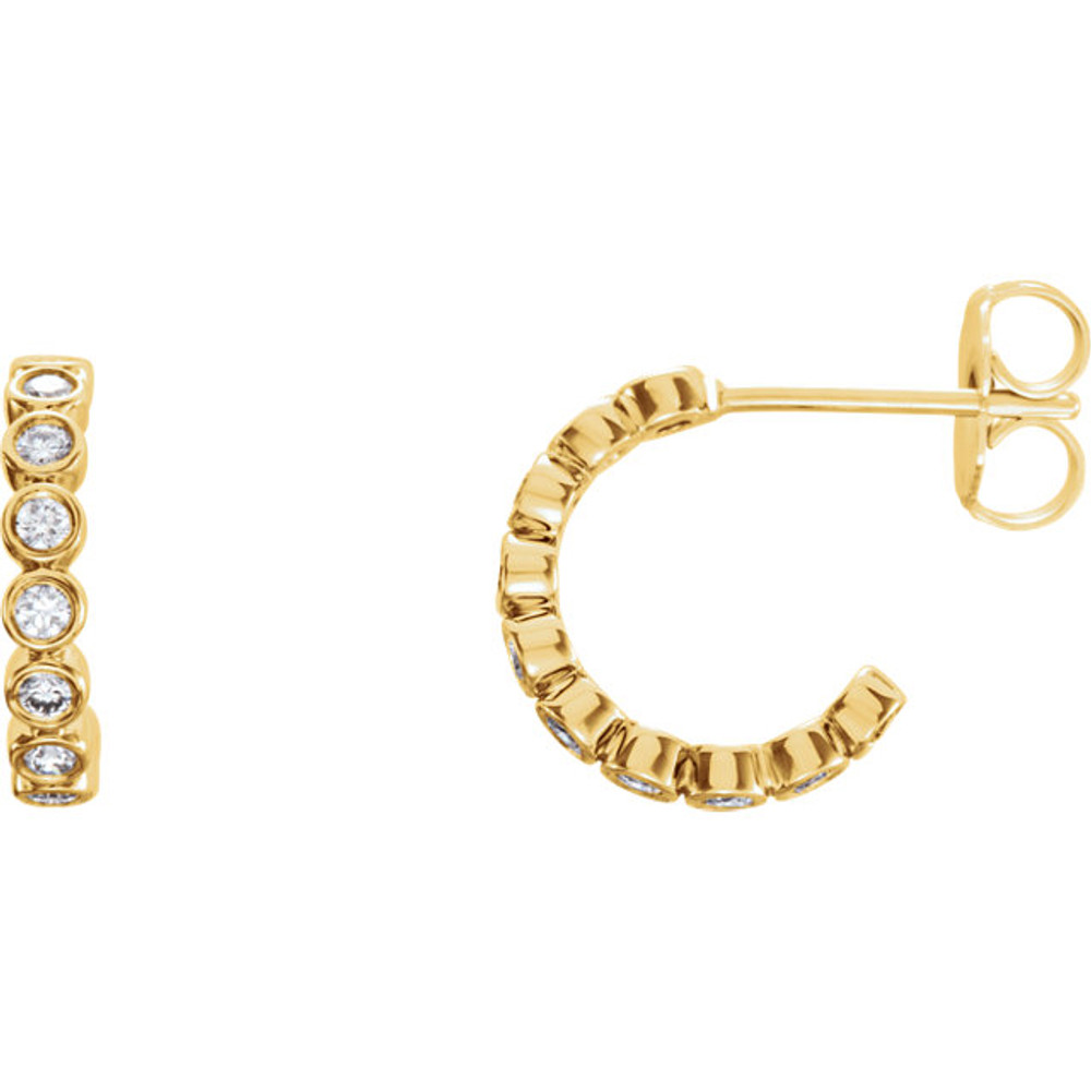 Diamond Bezel Set Hoop Earrings In 14K Yellow Gold (1/3 ct. tw.)