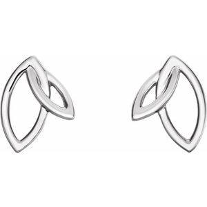 Stylish sterling silver double leaf earrings with friction backs. The size of the earring is 6.27x1.43mm.