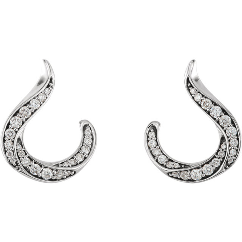 These 3/8 ct. t.w. diamond crescent hoop earrings are set in platinum and secure with friction backs.