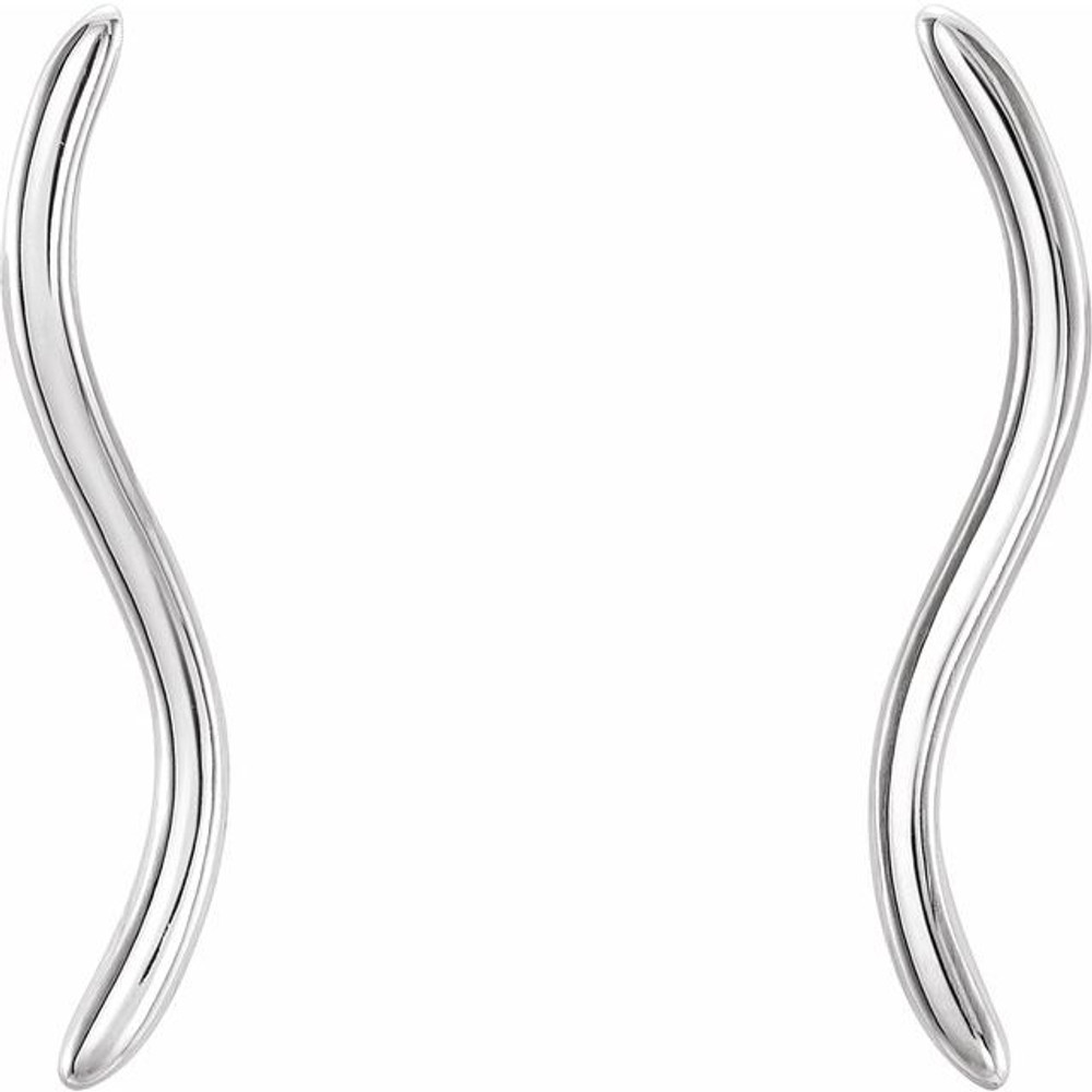Stylish sterling silver wavy ear climbers with friction backs. The length of the earring is 18.87mm. Total weight of the silver is 0.70 grams.