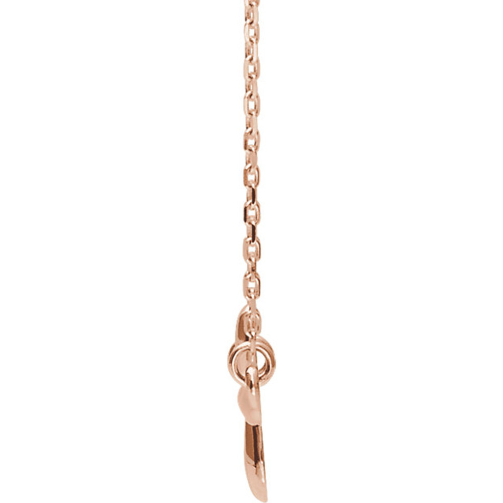 Symbolize your Christian faith with this sideways cross 18" necklace in 14k rose gold. The pendant has an approximate gold weight of 1.89 grams.