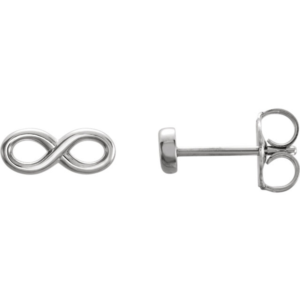 Simple platinum infinity-inspired earrings. Wonderfully symbolic design means forever, what a loving gift.