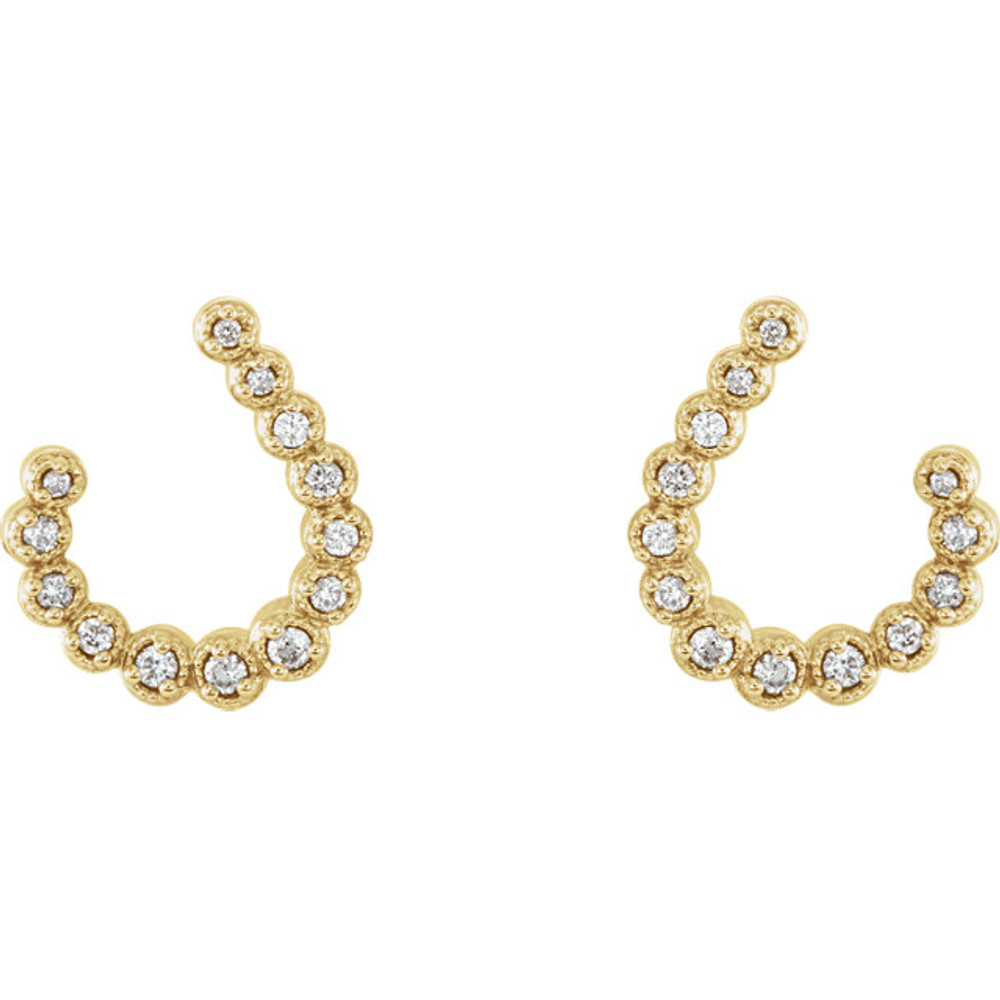 These 1/4 ct. t.w. diamond crescent drop earrings are set in 14K yellow gold and secure with friction backs.