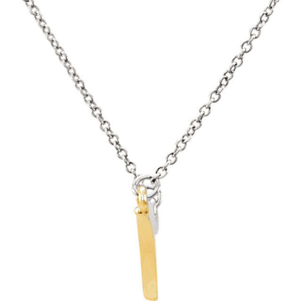  Freeform Bar 16" Necklace In 14K White/Yellow Gold. Polished to a brilliant shine. 