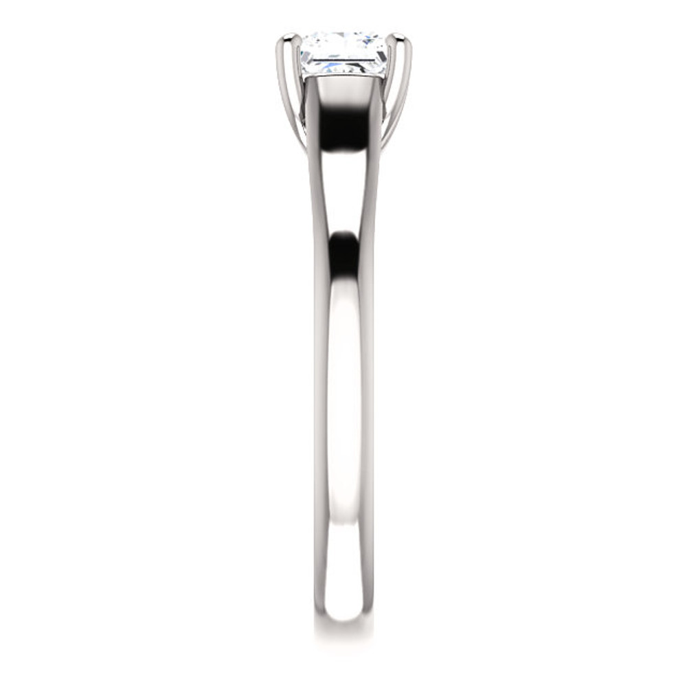 Simple, sleek and so stunning, take her breath away with this exquisite diamond engagement ring. Fashioned in cool platinum, the eye is drawn to the 1/2 ct. round diamond center stone standing tall in a traditional four-prong setting.