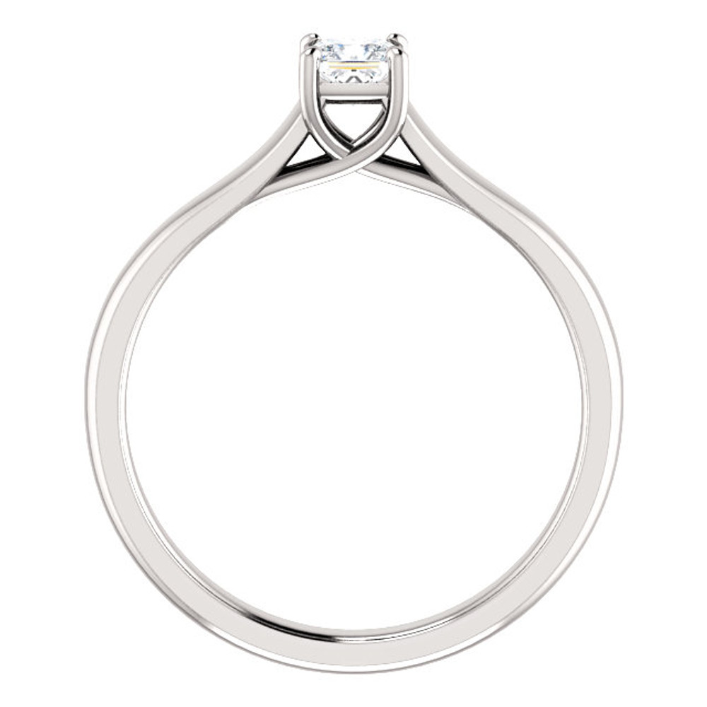 Simple, sleek and so stunning, take her breath away with this exquisite diamond engagement ring. Fashioned in cool 14k white gold, the eye is drawn to the 1/4 ct. round diamond center stone standing tall in a traditional four-prong setting.