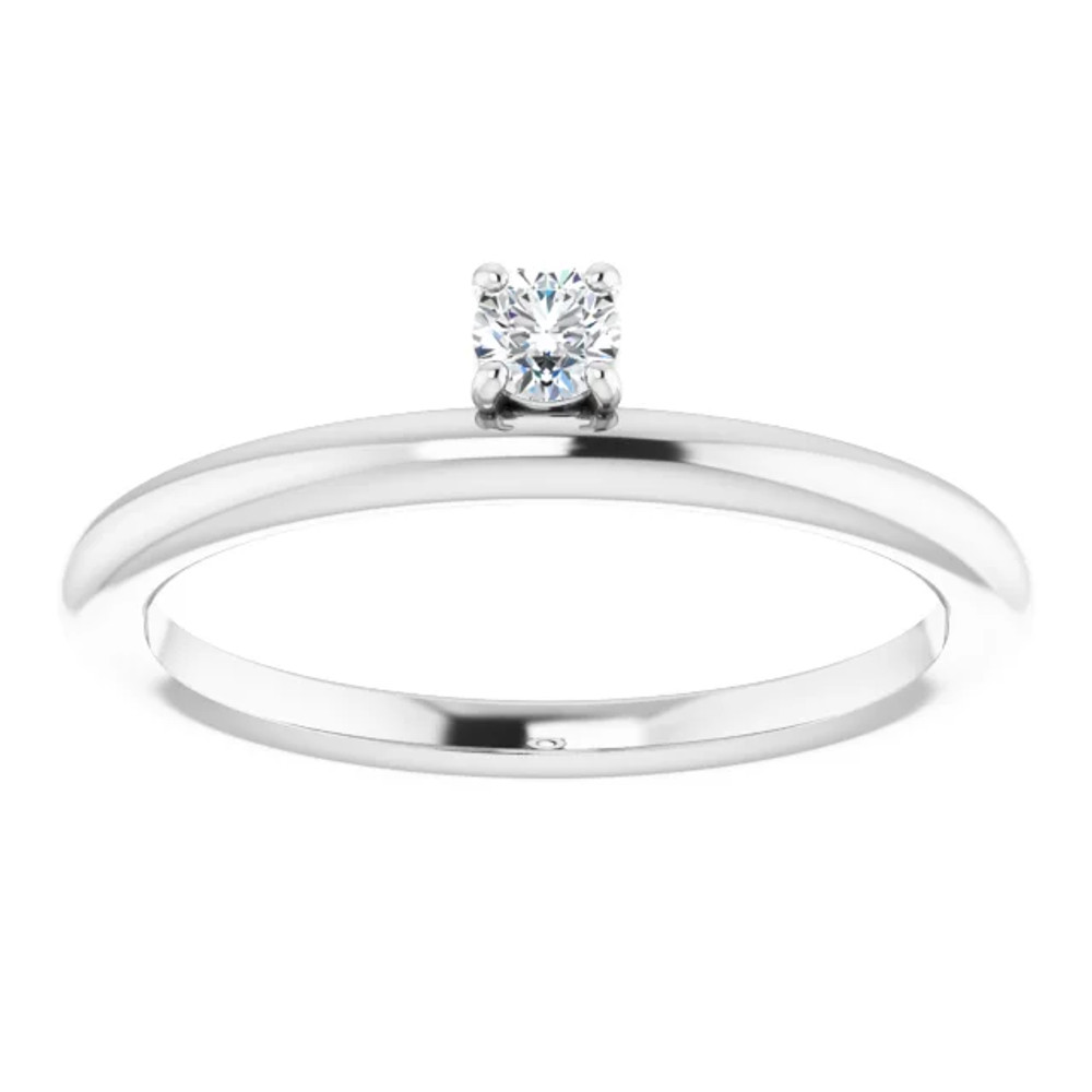 This lovely, diamond asymmetrical stackable ring is fashioned from high-polished 14K white gold. Diamonds are G-H in color and I1 or better in clarity.