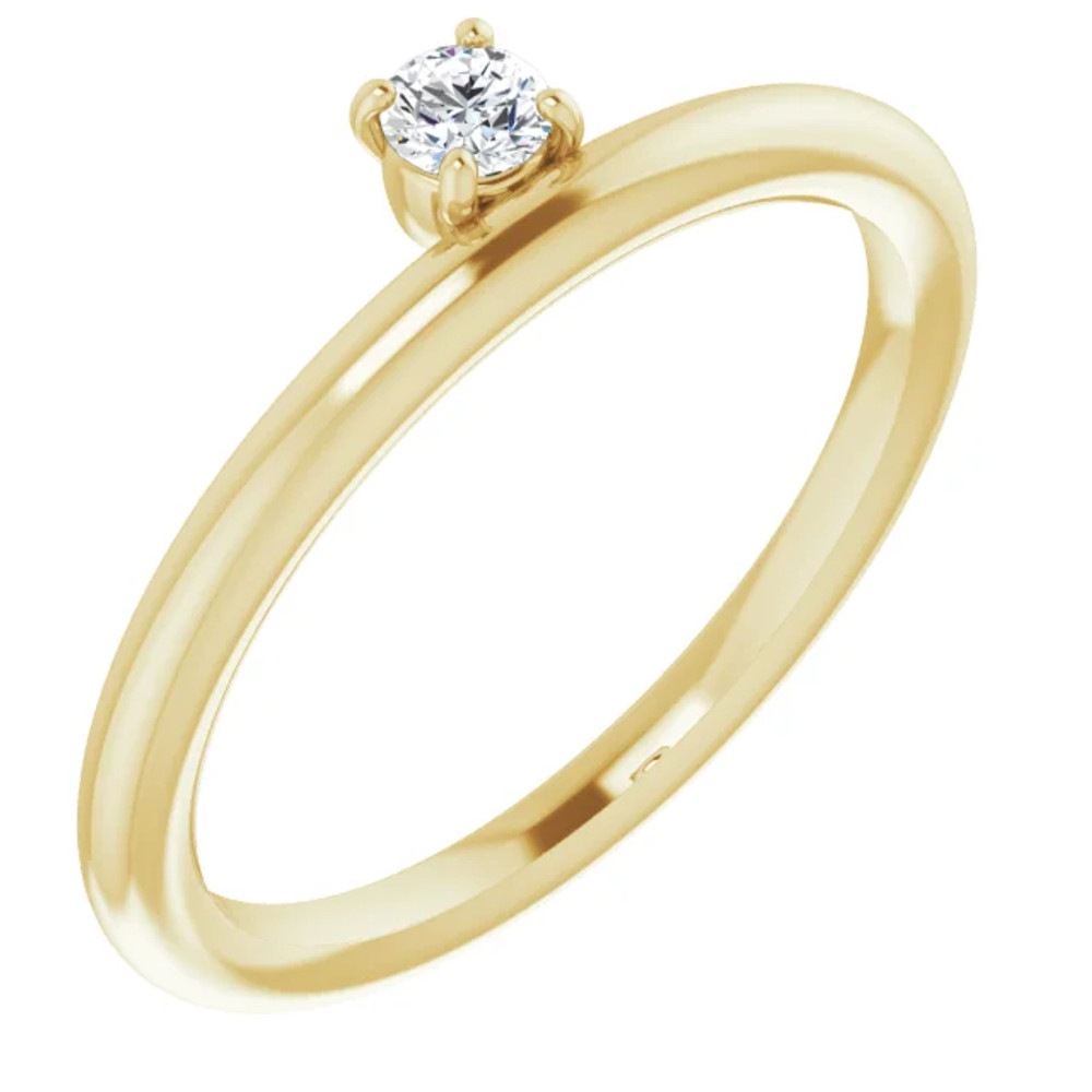 This lovely, diamond asymmetrical stackable ring is fashioned from high-polished 14K yellow gold. Diamonds are G-H in color and I1 or better in clarity.