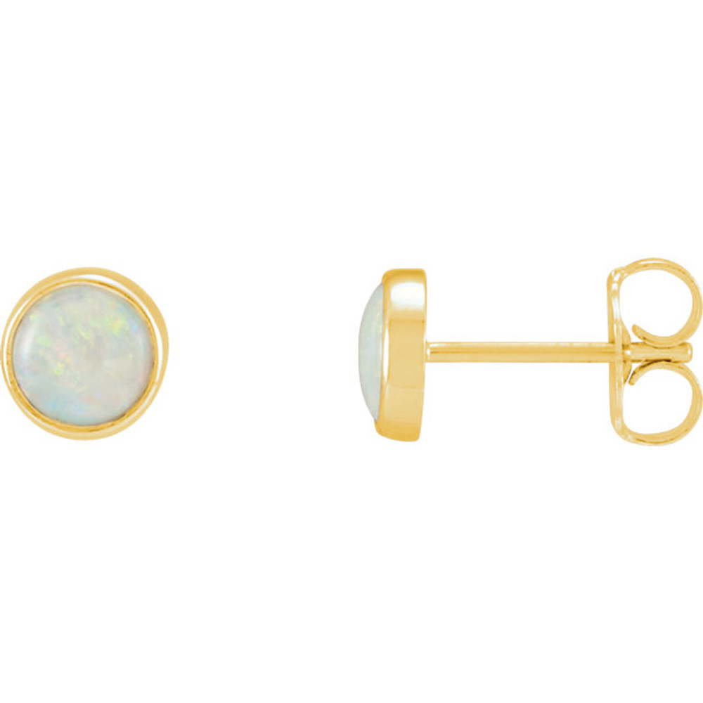 Great looking 14Kt yellow gold earrings featuring a 5mm opal in each.