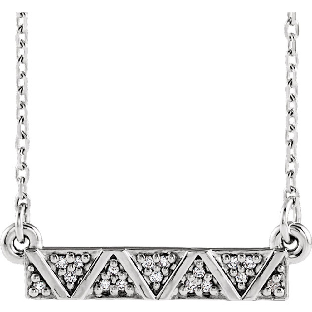 This cute necklace features a petite diamond bar hanging on a 16-18" adjustable chain.