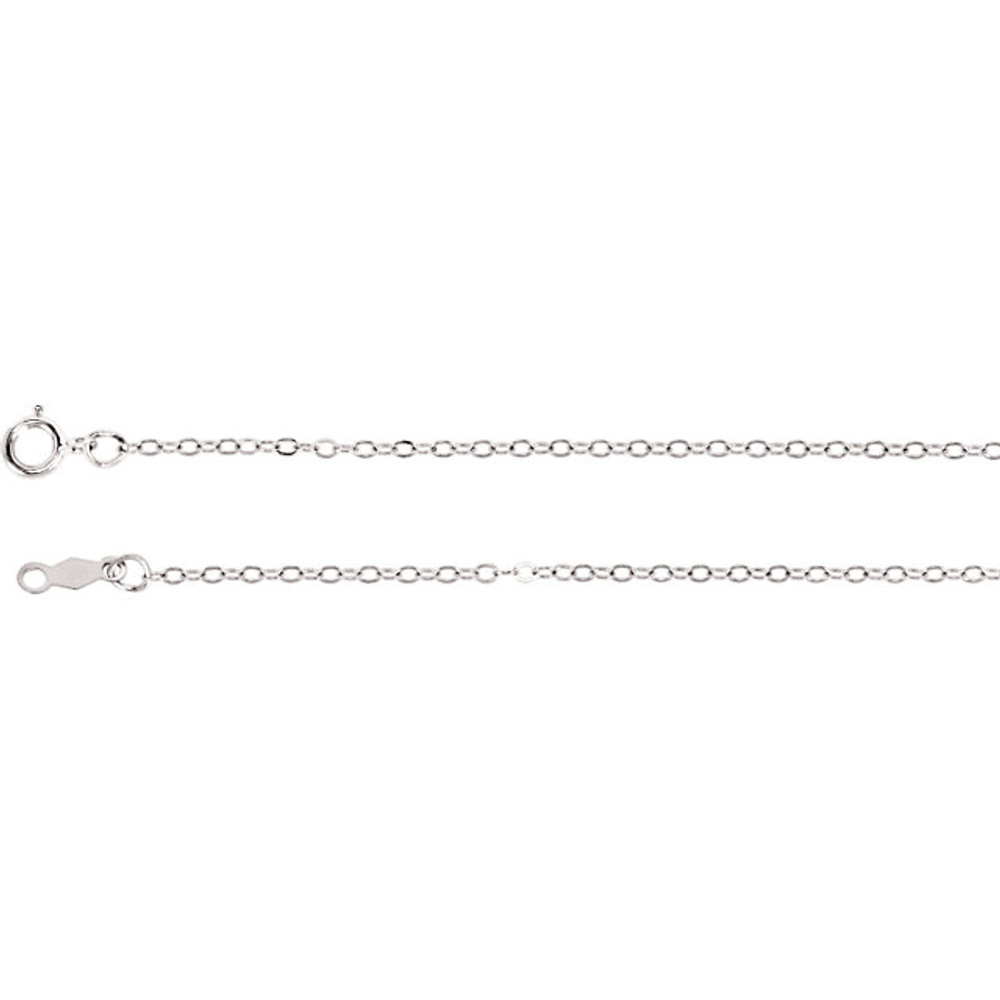 This 14K gold cable chain is available from 16, 18, 20 and 24 inches in length, perfect for accommodating a range of styles. The necklace is secured with a spring ring clasp.