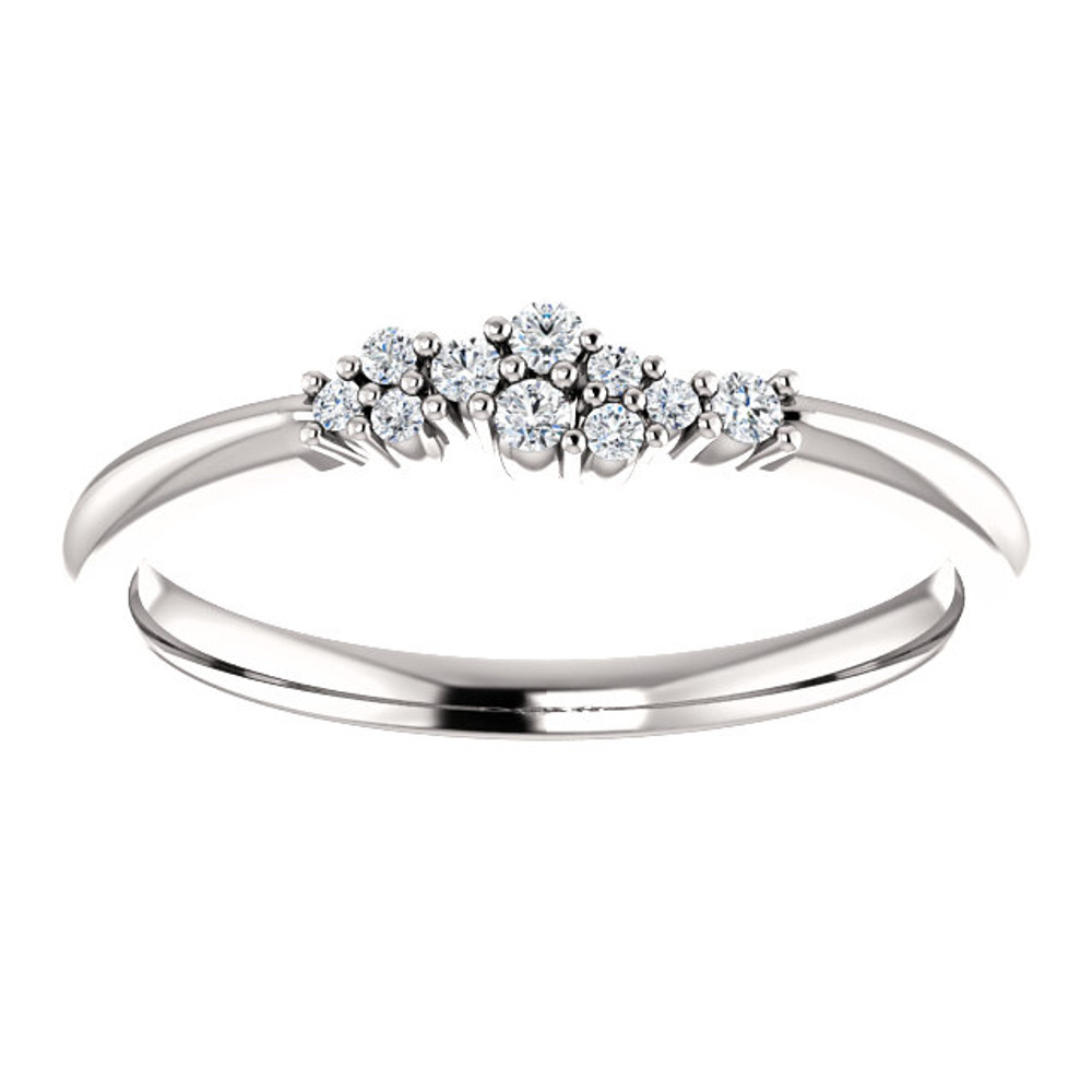 Beautifully designed sterling silver 1/10th Diamond Cluster Stackable ring.