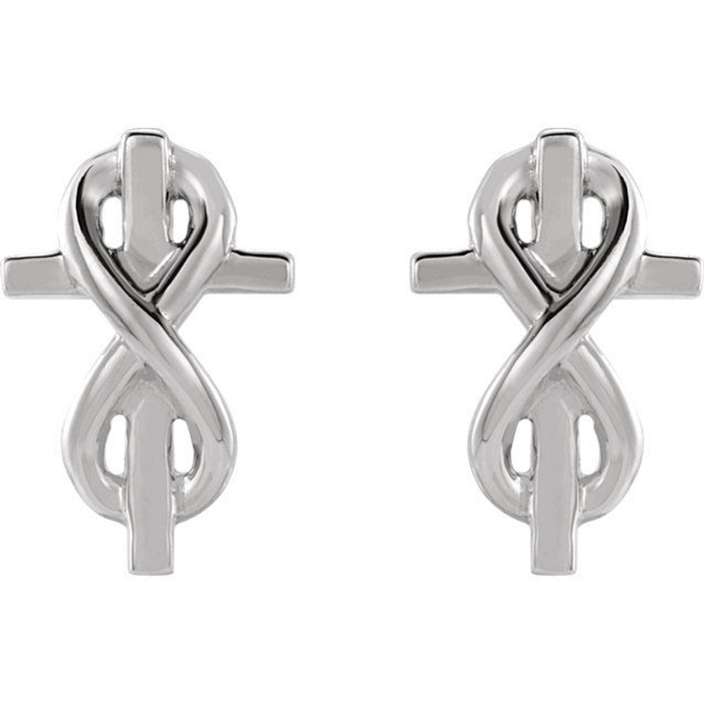 Superb style is found in these platinum infinity inspired earrings. Polished to a brilliant shine.