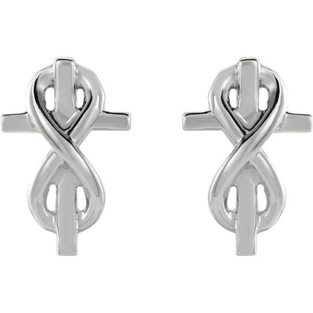 Superb style is found in these 14Kt white gold infinity inspired earrings. Polished to a brilliant shine.