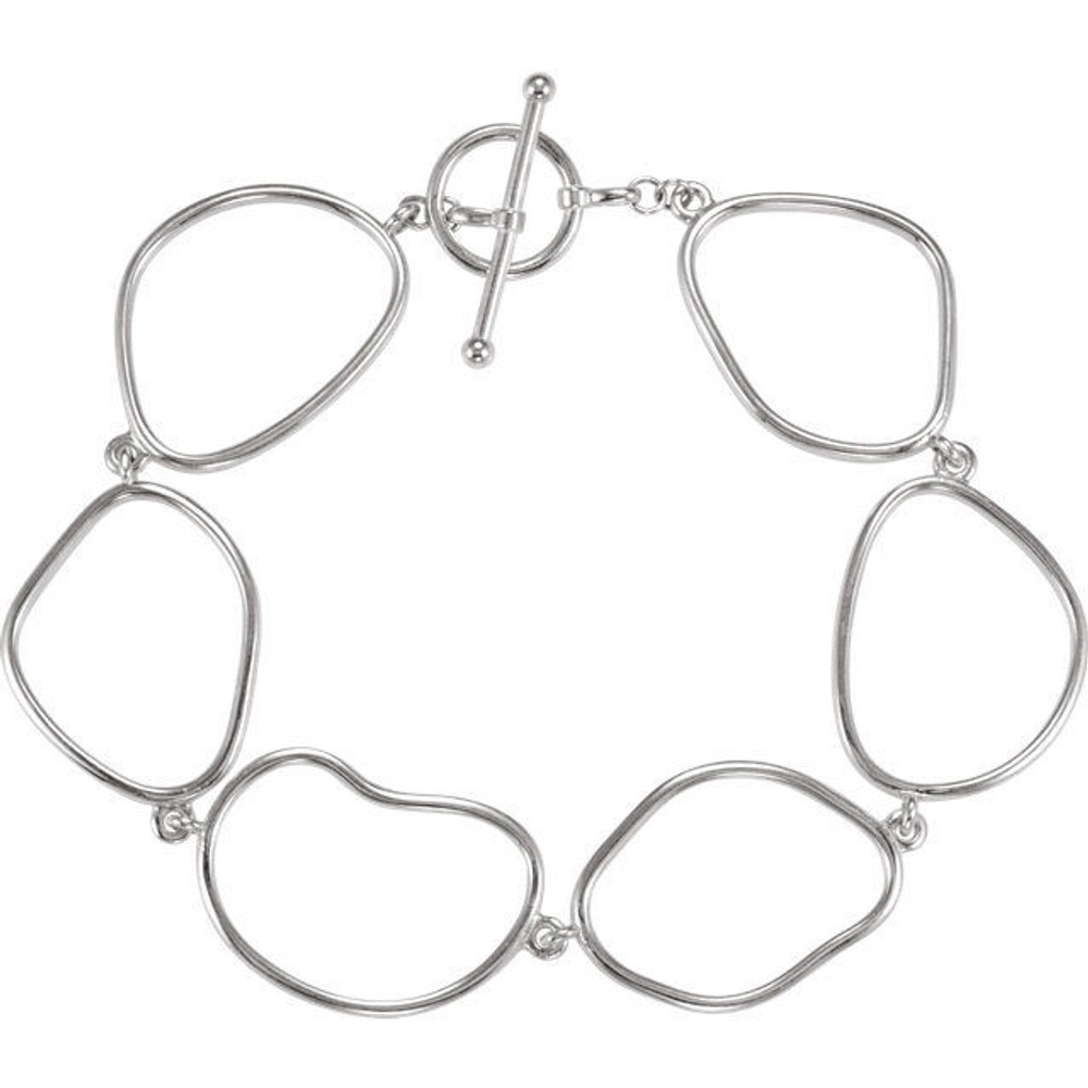 This is a very nice Open Silhouette Bracelet In Sterling Silver. The length of the bracelet is 07.75 inches.