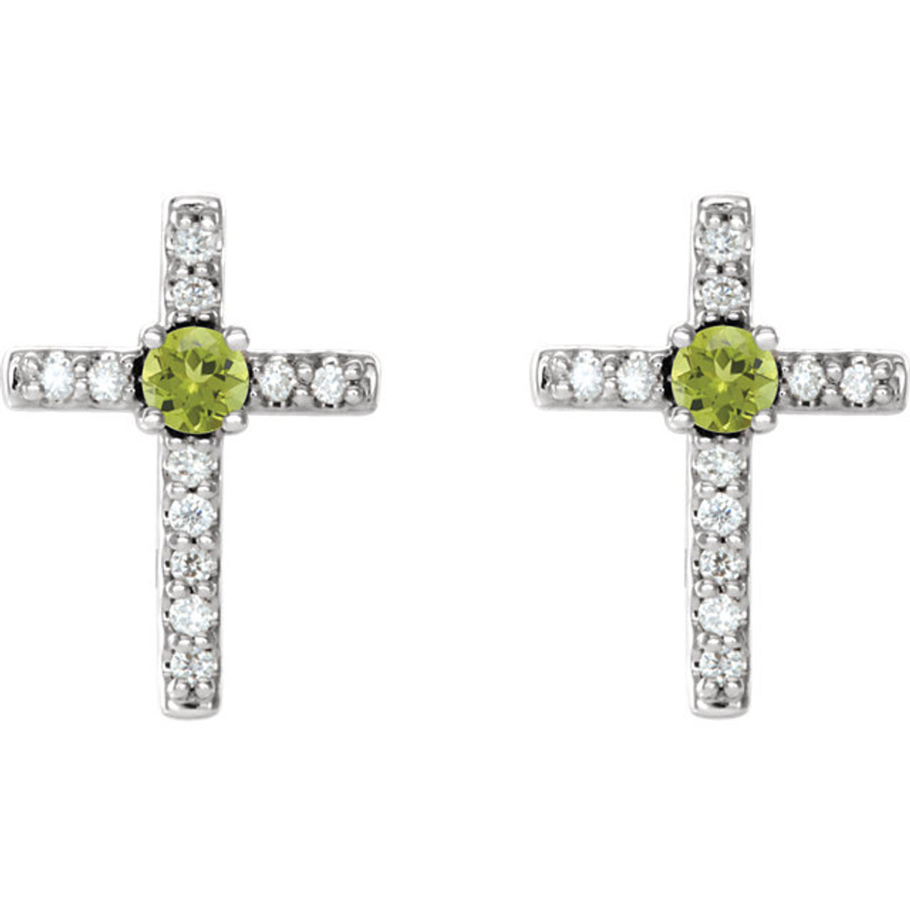 Peridot is the extraterrestrial gem, discovered in meteors that fall to earth. JA Diamonds peridot is a fresh lime green.
Diamonds are G-H in color and I1 or better in clarity. Polished to a brilliant shine.