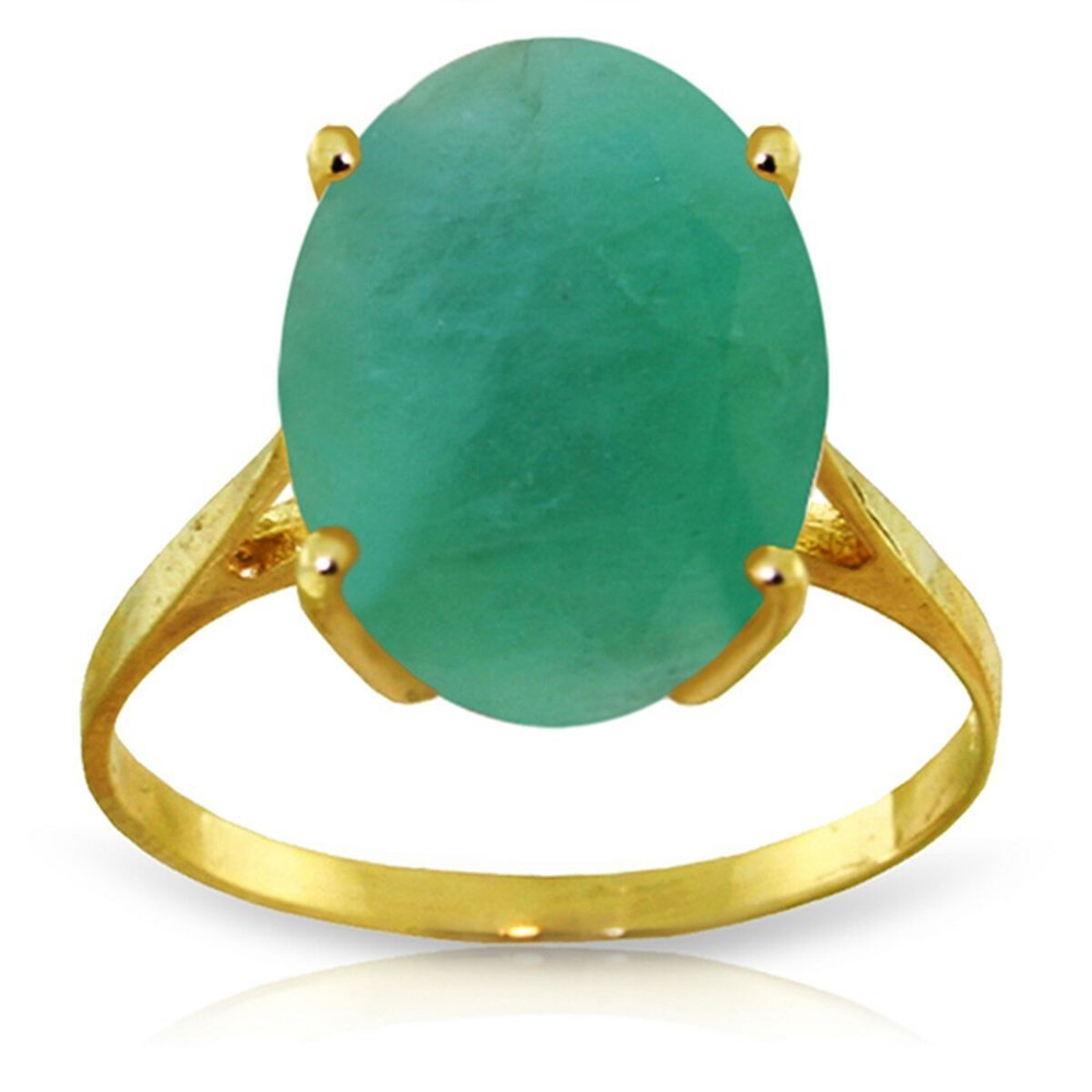 A 14K Gold ring featuring an oval-shaped Natural Emerald, creating a majestic aura. This ring is almost as elegant as the lady who will wear it, and she is sure to love it.