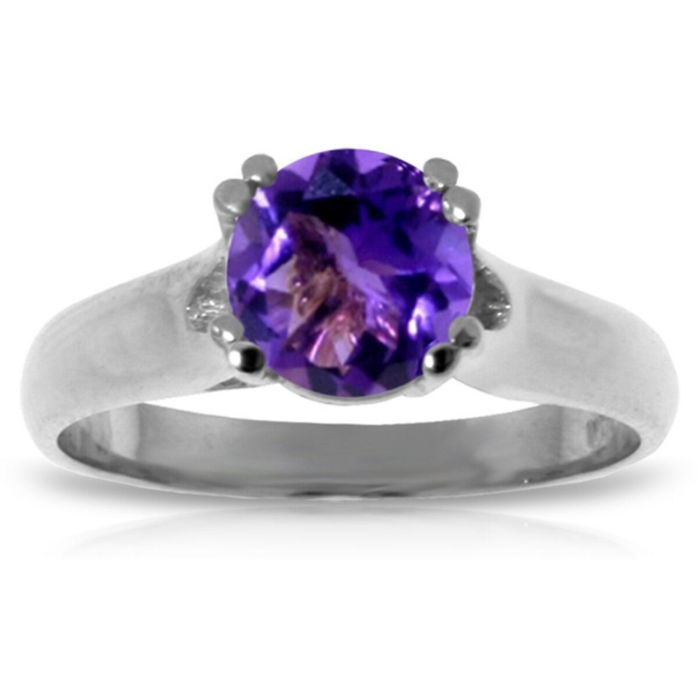 Amethyst Solitaire Ring In 14K White Gold