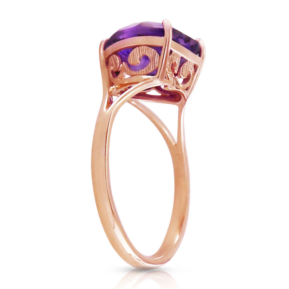  A simple and elegant gold band made of high quality gold, available in yellow, white, or rose gold, hugs the finger elegantly when spotlighting this glamorous piece. An amazing 3.10 carat heart amethyst stone sparkles unbelievably, with a color that can dress up any outfit. This showstopping ring makes a jaw dropping gift for those born in February.