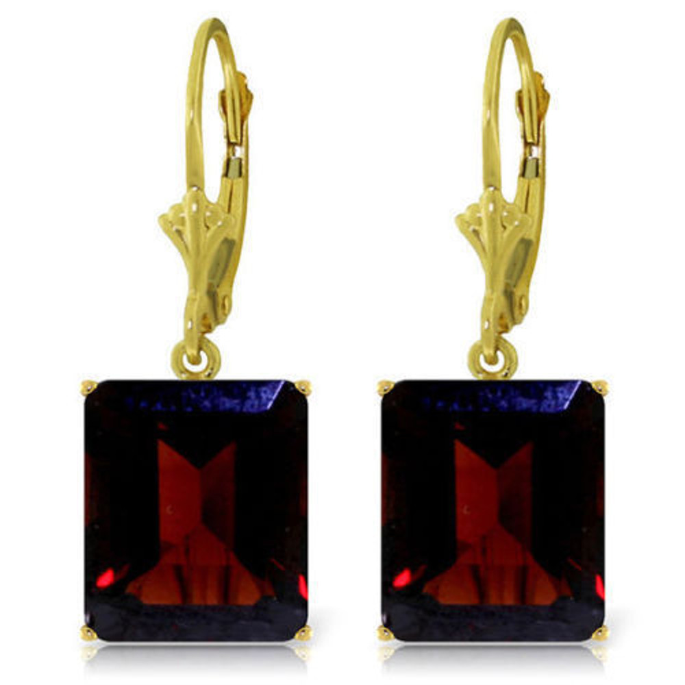 Are you looking for a great pair of earrings to wear to a party? Do you want something different from the rest of your jewelry? Then these 14K gold Lever Back Earrings with Garnet are the perfect choice for you. Made with your choice of yellow, rose or white gold, these earrings are a showstopper. Emerald cut octagon shape garnets are the star focus of these earrings, and each piece is 6.5 carats in weight. These earrings are a great gift for a January birthday or anniversary!