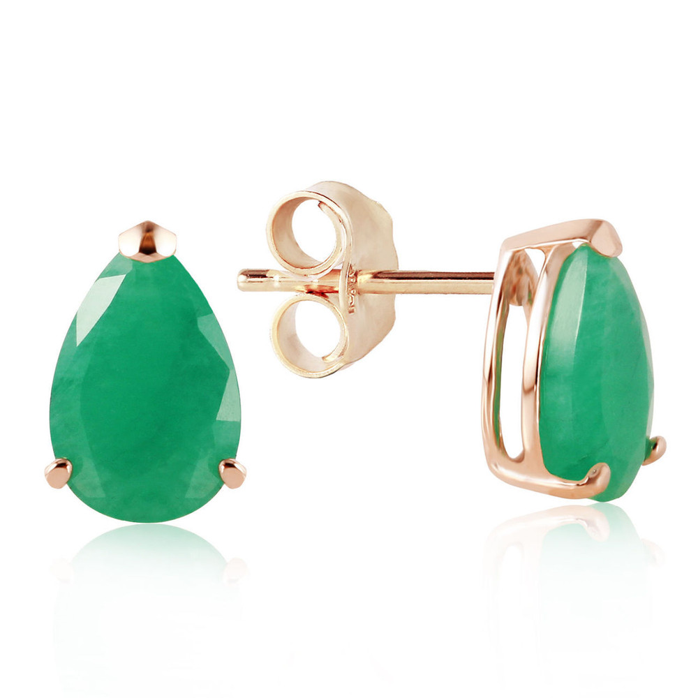  Secured by post friction Push Backs Two dazzling Natural Emeralds are set in this 14K Gold Stud Earring! They are perfect for all occasions, elegant and versatile. You will never want to leave home without them. 