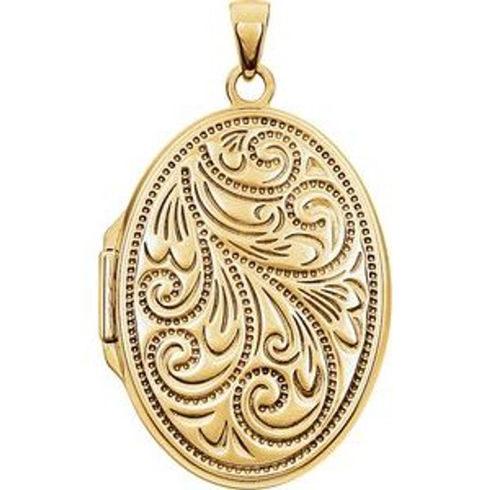 Choose this oval locket to complement her stature. Locket holds two pictures.