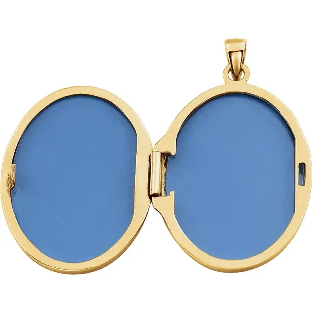 Choose this oval locket to complement her stature. Locket holds two pictures.