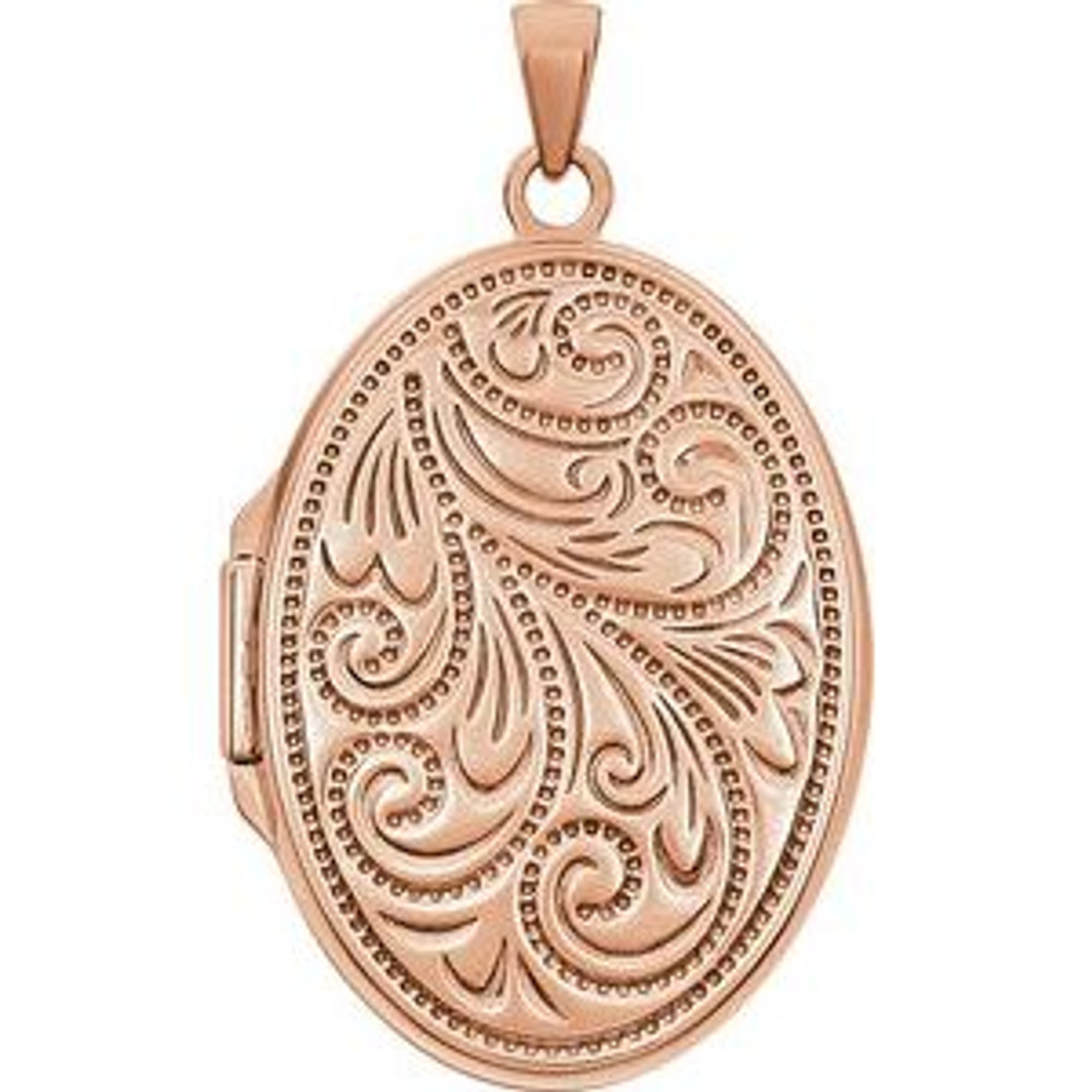 Choose this oval locket to complement her stature. Locket holds two pictures.