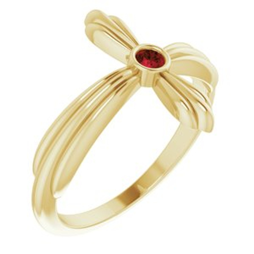 A lovely expression of faith, this gemstone ring proclaims deep and heartfelt devotion.