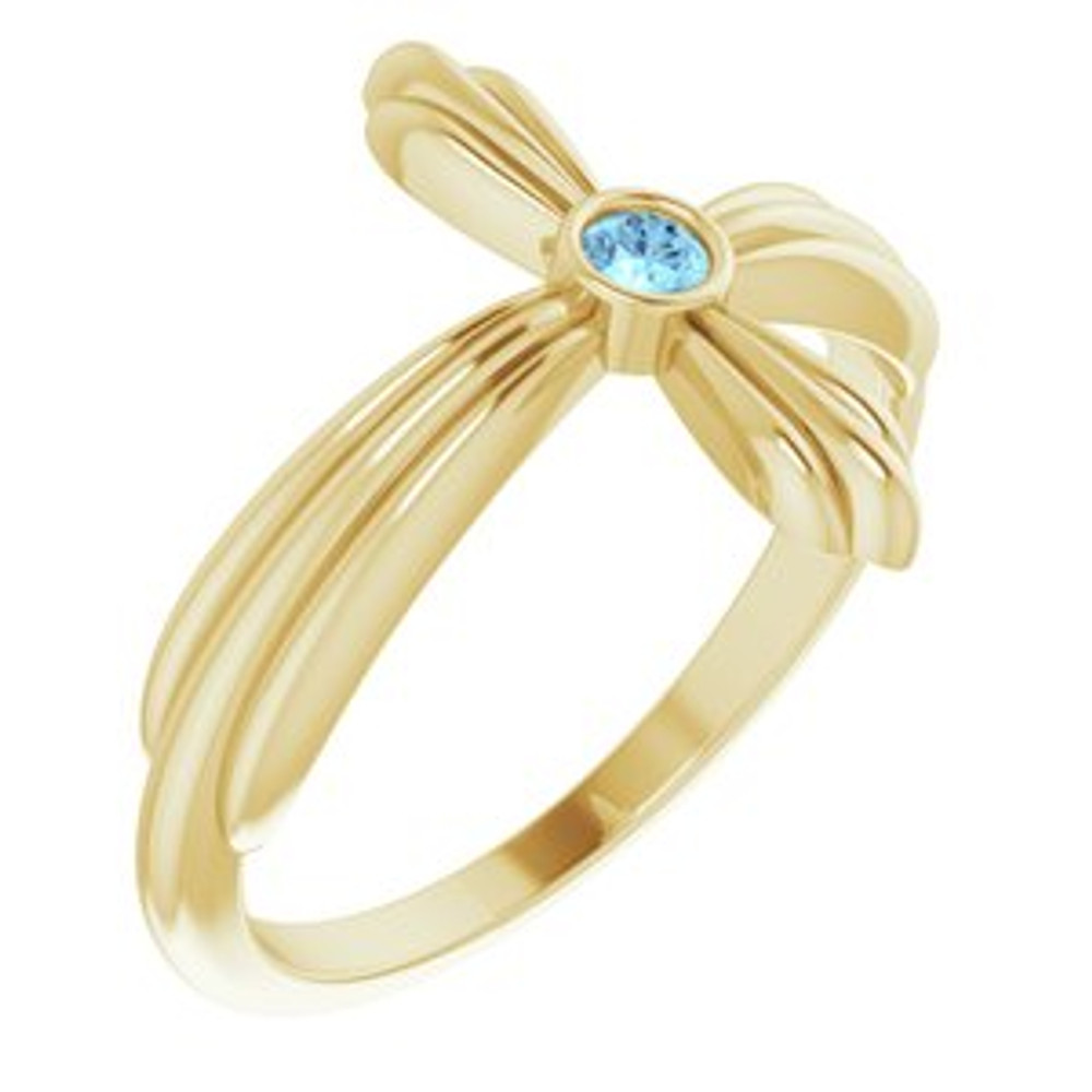 A lovely expression of faith, this gemstone ring proclaims deep and heartfelt devotion.