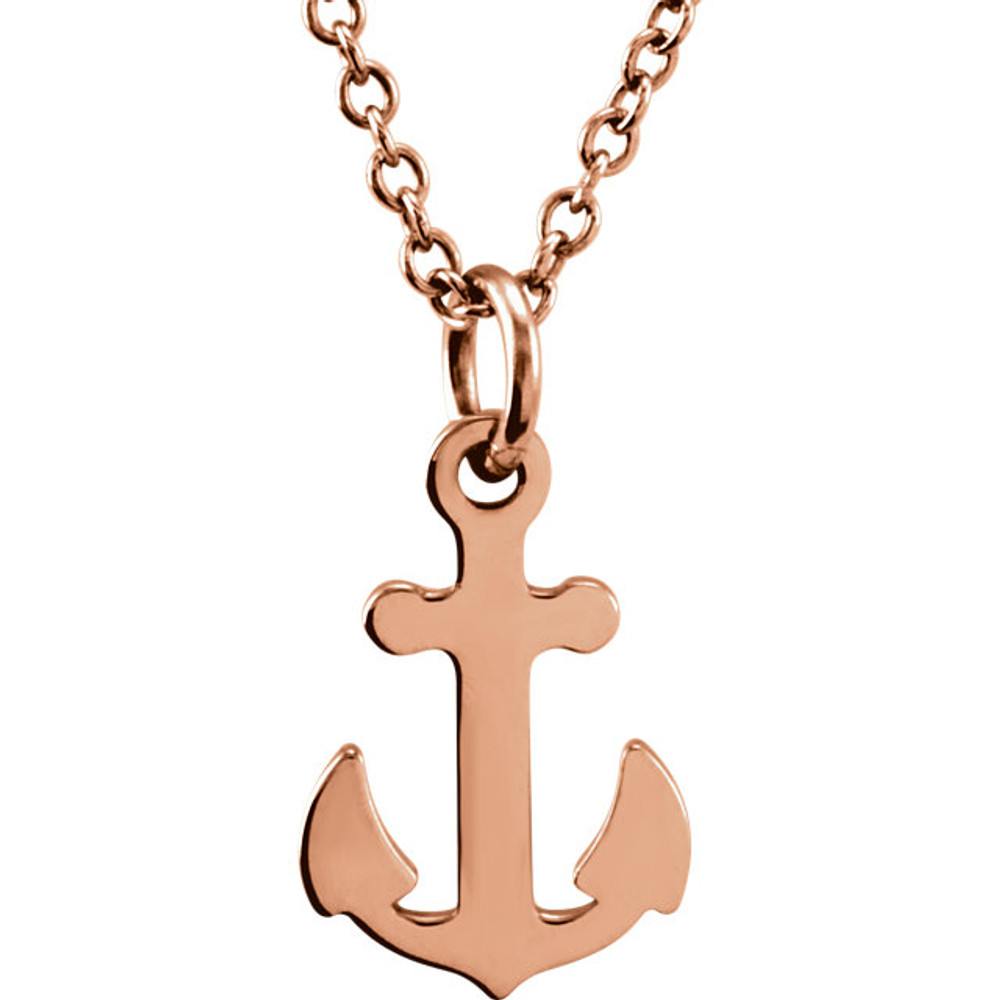 This iconic anchor symbolizes dependability, determination and joy, perfect for the girl who embraces life's adventures — on sea or land! Crafted in 14K gold, the pendant centers on a 18-inch cable chain that fastens with a spring ring clasp.