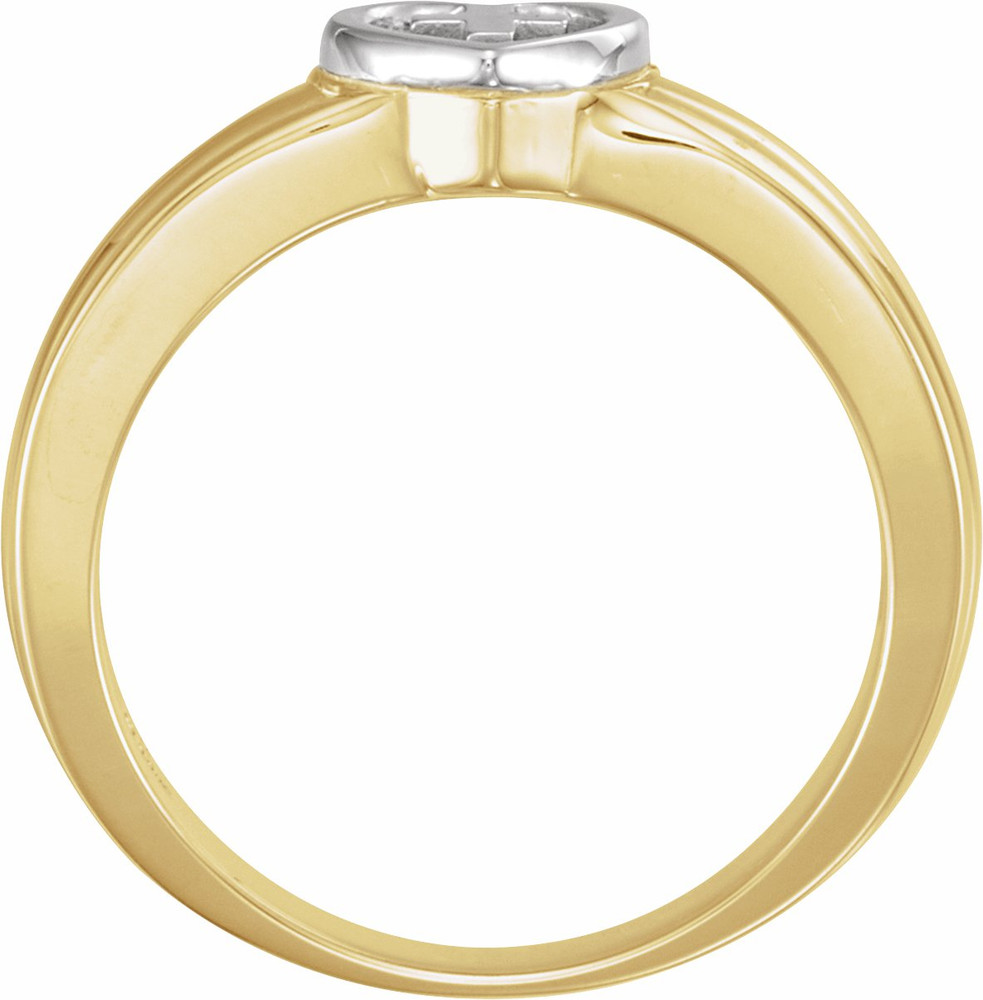 Let your faith be the center of your life, as this symbolic 14k yellow & white gold ring implies.