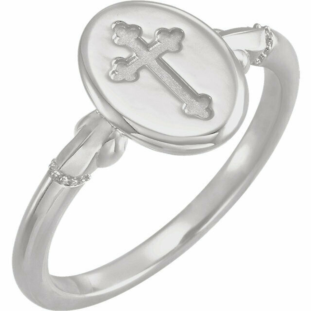 There's nothing more comforting than feeling faith in your heart and believing you are blessed with the gift of the Lord's guidance. Now, you can wear a stunning expression of this belief with this religious oval cross signet ring.