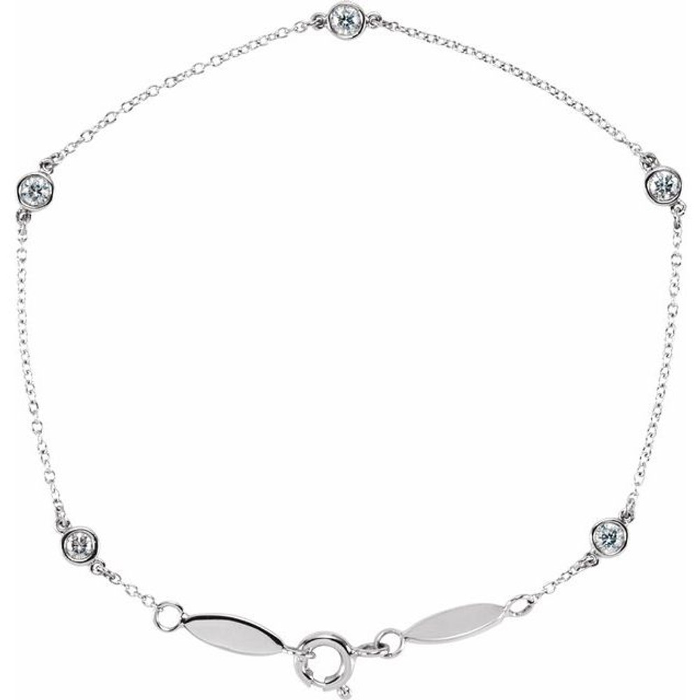 A sweet look of love and romance, this fine bracelet makes a thoughtful gift for women of all ages. Crafted in 14K White Gold, this chain-textured bracelet features glimmering heart-shaped stations adorned with dazzling lab-grown diamonds. Sparkling with 1/3 ct. t.w. of diamonds, this 7.0-inch circumference bracelet secures with a claw clasp.