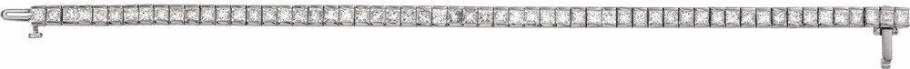 This fabulous 9 1/3 ct. t.w. diamond tennis bracelet is a breathtaking piece that we really love. Sparkling and sensational, it's a classic that features a stream of princess cut diamonds so gorgeous that it will have heads turning for a second look. 18kt white gold bracelet. 