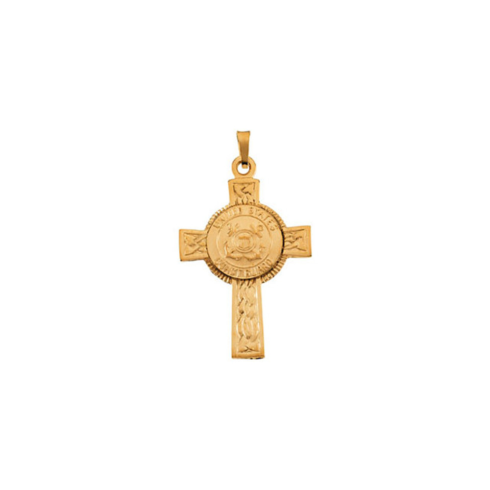 Measuring approximately 1-1/8" in length, these military crosses feature cross bars fashioned with a Celtic, woven design. All are finished with a matte, anti-tarnish coating. Available for the following branches of the U.S. military: Army, Air Force, Marine Corps, Navy and Coast Guard.