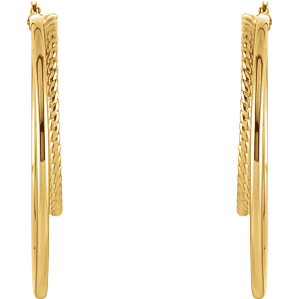 Oval Hoop Earrings In 14K Yellow Gold has a outside diameter of 20mm and weighs 1.20 grams.